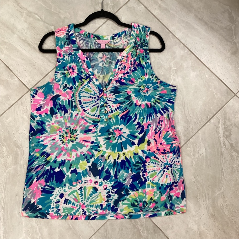 Lilly Pulitzer Pink and Blue Sleeveless Tank Top